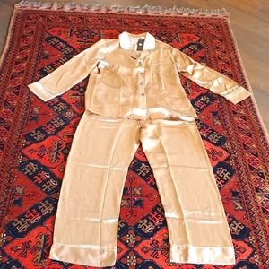 Champagne washable mulberry silk pajamas from SilkSilky